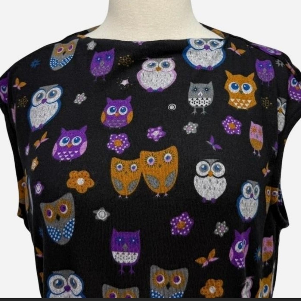 Owl Print Black Dress - Picture 4 of 8